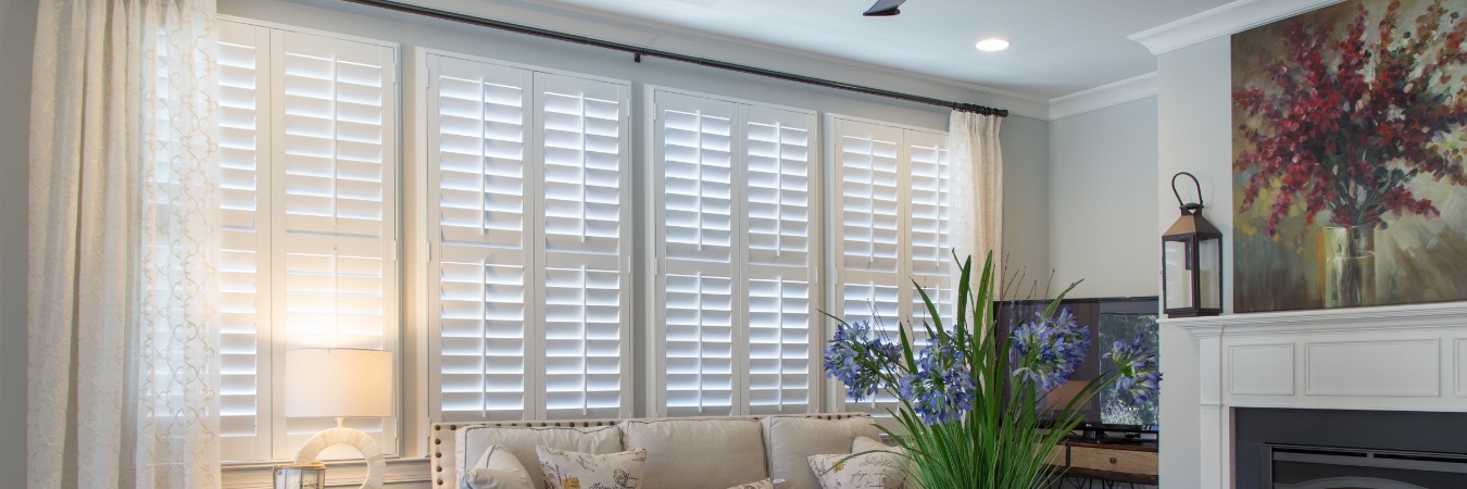 Polywood plantation shutters in Chicago living room