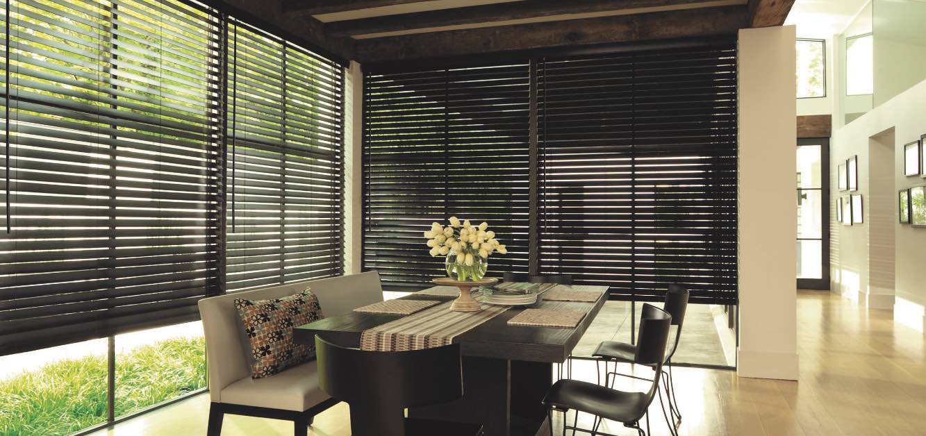 Large blinds in a kitchen