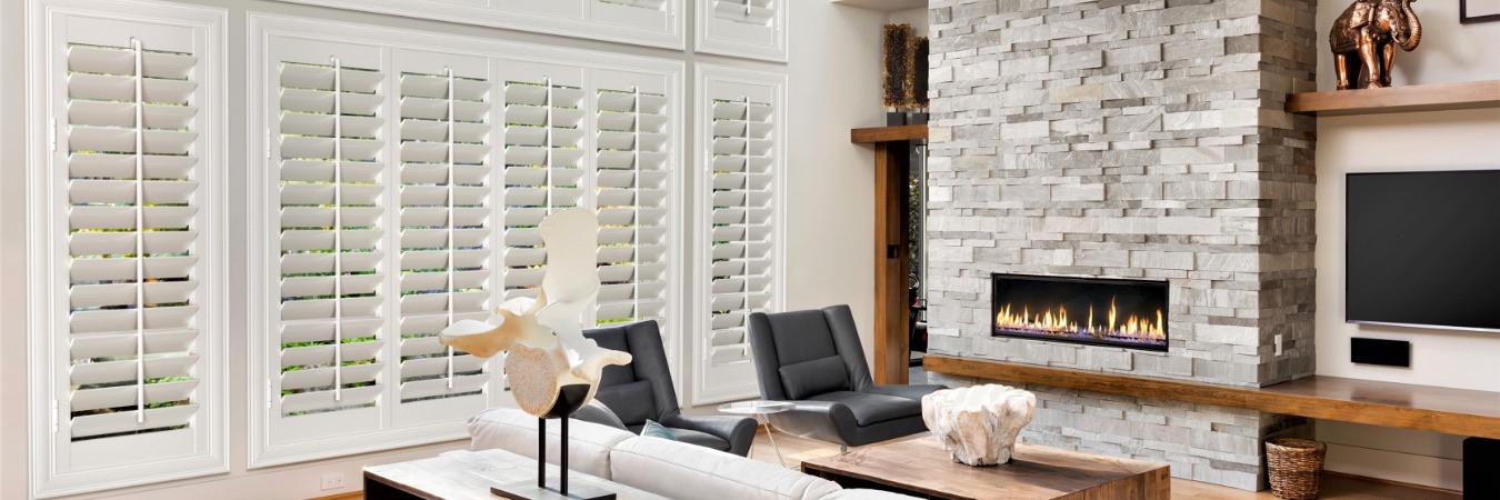 Plantation shutters in a Chicago living room