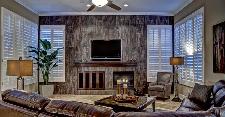Chicago living room with shutters