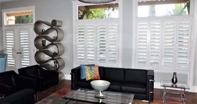 Chicago DIY shutters in living room.