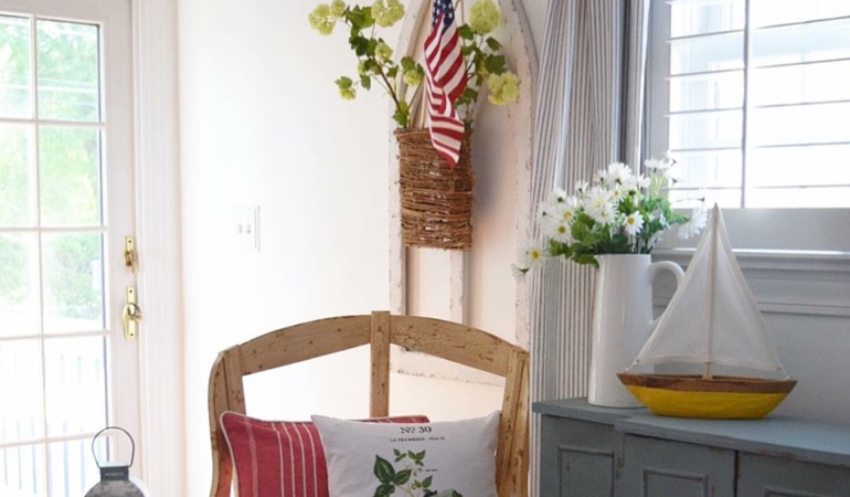 Bright sitting corner with faux wood plantation shutters in Chicago. Faux wood plantation shutters in Chicago