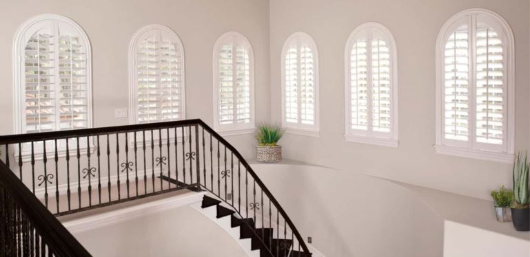 Custom-fitted window coverings completely cover your window and smoothly open and close. Arched Plantation Shutters